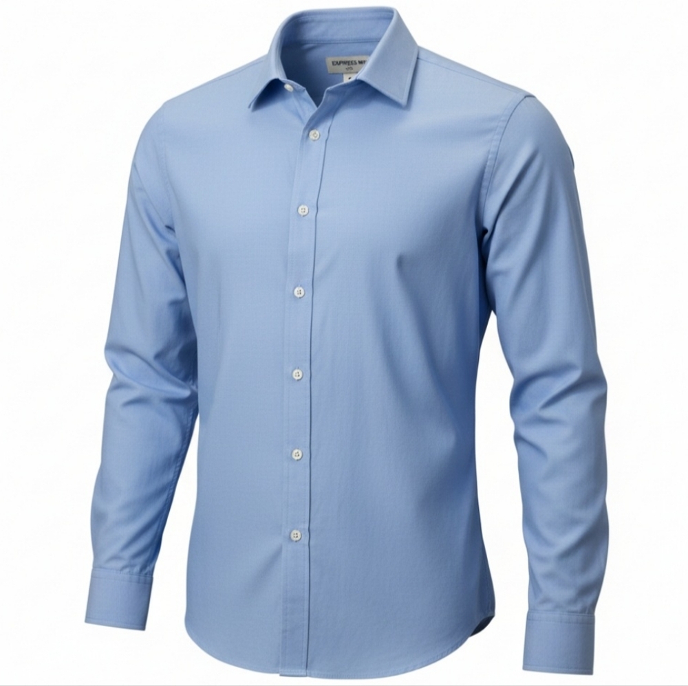 Express 1MX Mens Large Slim Blue Dress Shirt